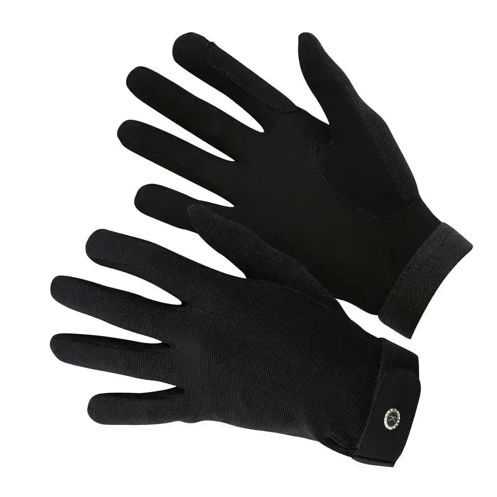 Km elite all rounder gloves black with superior close fit ribbed knit fabric and reinforced wrist cuffs for touchscreen use