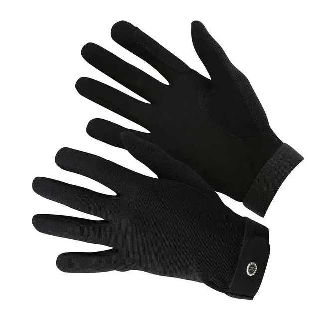 Km elite all rounder gloves black with superior close fit ribbed knit fabric and reinforced wrist cuffs for touchscreen use