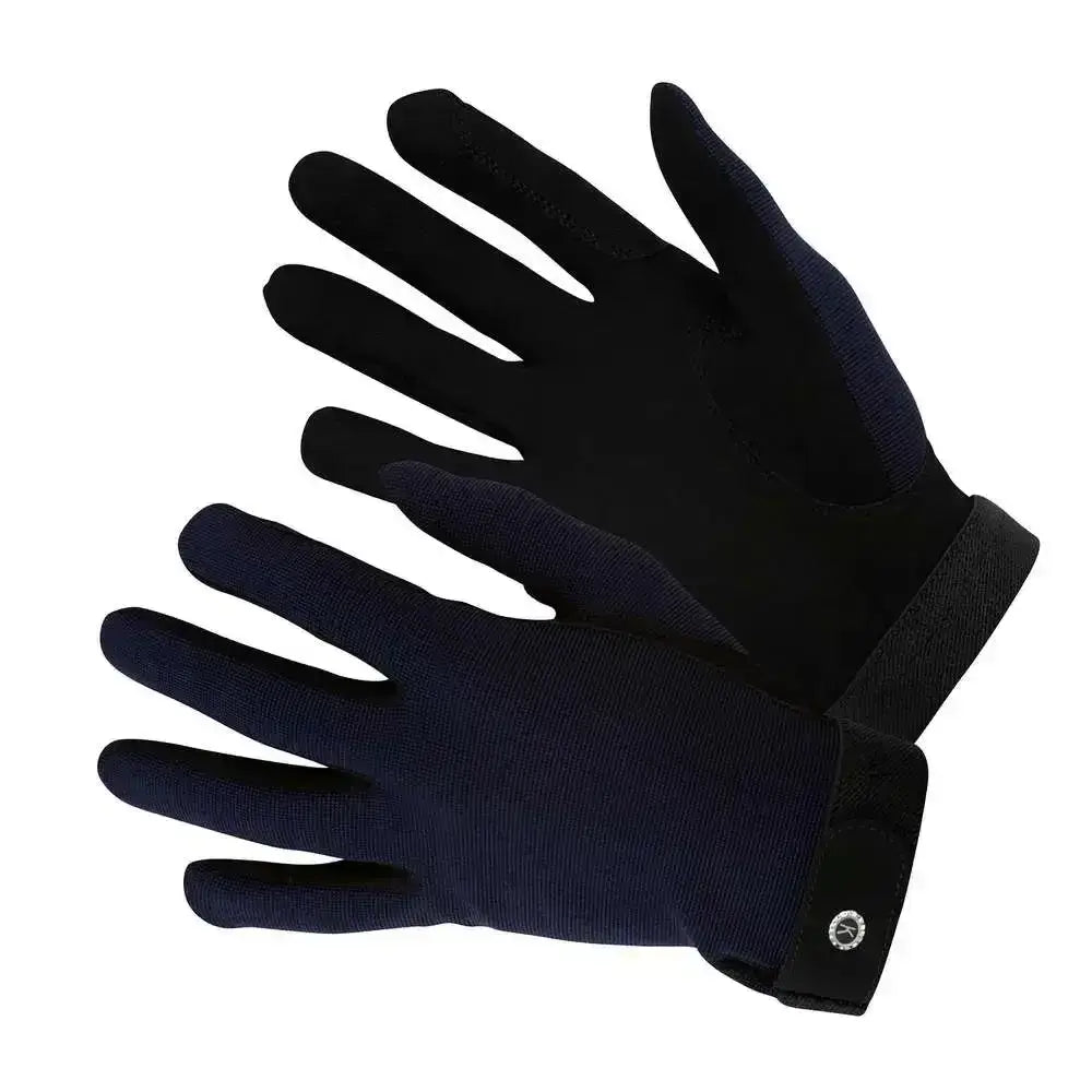 Km elite all rounder gloves navy blue in black and navy with ribbed texture sweat absorbing palm and superior close fit