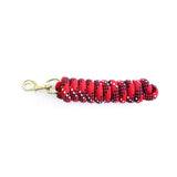 Km elite cotton double braided leadrope 7ft in red and black checkered cotton with gold-tone metal clip high quality double braided
