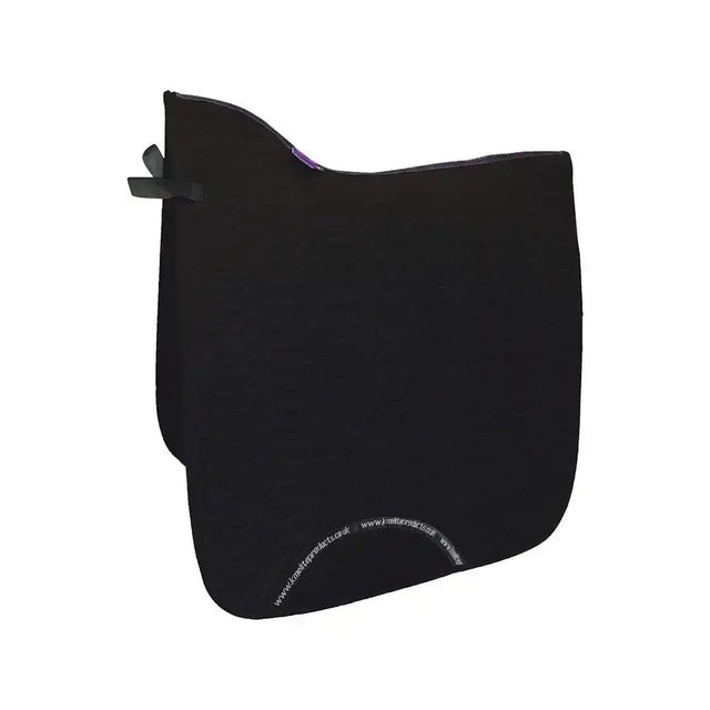 Km elite dressage cotton square black high wither dressage pad with soft padded surface and subtle purple trim
