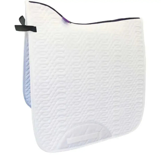 Km elite dressage cotton square white high quality dressage saddle pad with white quilted fabric and black zipper pull