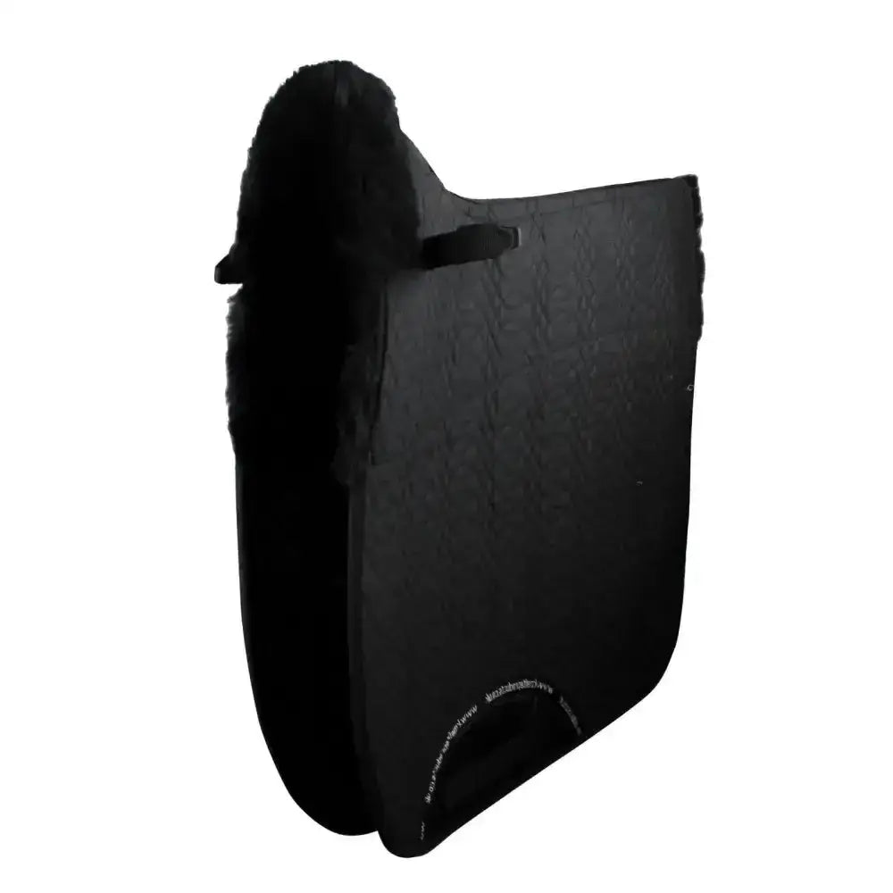Black sheepskin half lined dressage square with plush soft texture and sleek contoured design by KM Elite