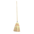 Km elite mini corn broom with natural straw bristles and light wooden handle bound by red bands