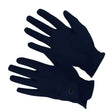 A pair of navy blue elite progrip gloves with smooth fabric and neatly stitched cuffs for anti-stain reinforced use