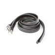 Black leather belt with silver-toned buckle and adjustable prong closure from km elite soft laminated stirrup leathers black
