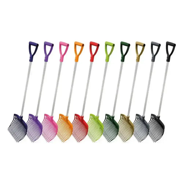 A set of colorful plastic handled elite ultimate childs shavings forks with metallic shafts and multi pronged heads