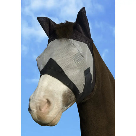 Black and gray mesh fly mask km fly mask no nose with reinforced ear flaps easily converts from earless design