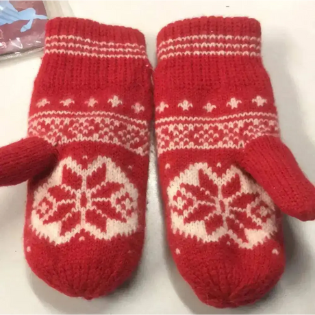 Knitted Red Mitts Riding Gloves Barnstaple Equestrian Supplies