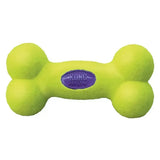 Bright lime green kong airdog squeaker bone dog toy with purple logo for tough chewing and play