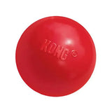 Red kong ball dog toy made of durable rubber perfect for chewing and fetch playtime