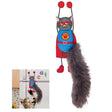 Plush kong cat connects superhero cat toy with gray fur blue chest panel magnetized paws red cape and long fluffy tail