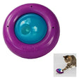 Purple and teal kong cat infused cat gyro toy with central rotating ball infused with catnip oil for playful cats