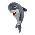 Gray corduroy plush kong cuteseas rufflez shark with white underbelly red mouth and pink eye soft toy