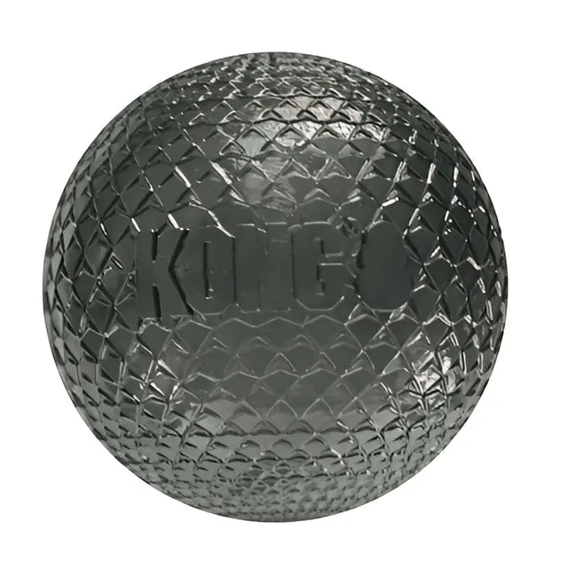 Dark gray kong duramax ball medium made of k-100 material with diamond texture for long-lasting chew fun