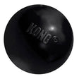 Black kong extreme ball dog toy made of durable rubber for long-lasting fetch and chew play