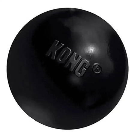 Black kong extreme ball dog toy made of durable rubber for long-lasting fetch and chew play