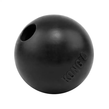 Black rubber kong extreme ball with hole for stuffing or gripping durable chew toy for dogs
