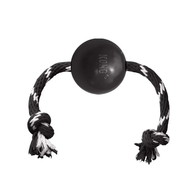 Kong Extreme Ball With Rope Large Black Dog Toy Barnstaple Equestrian Supplies