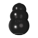 Black kong extreme durable dog toy with glossy rubber surface and hourglass shape original kong toy for chewers
