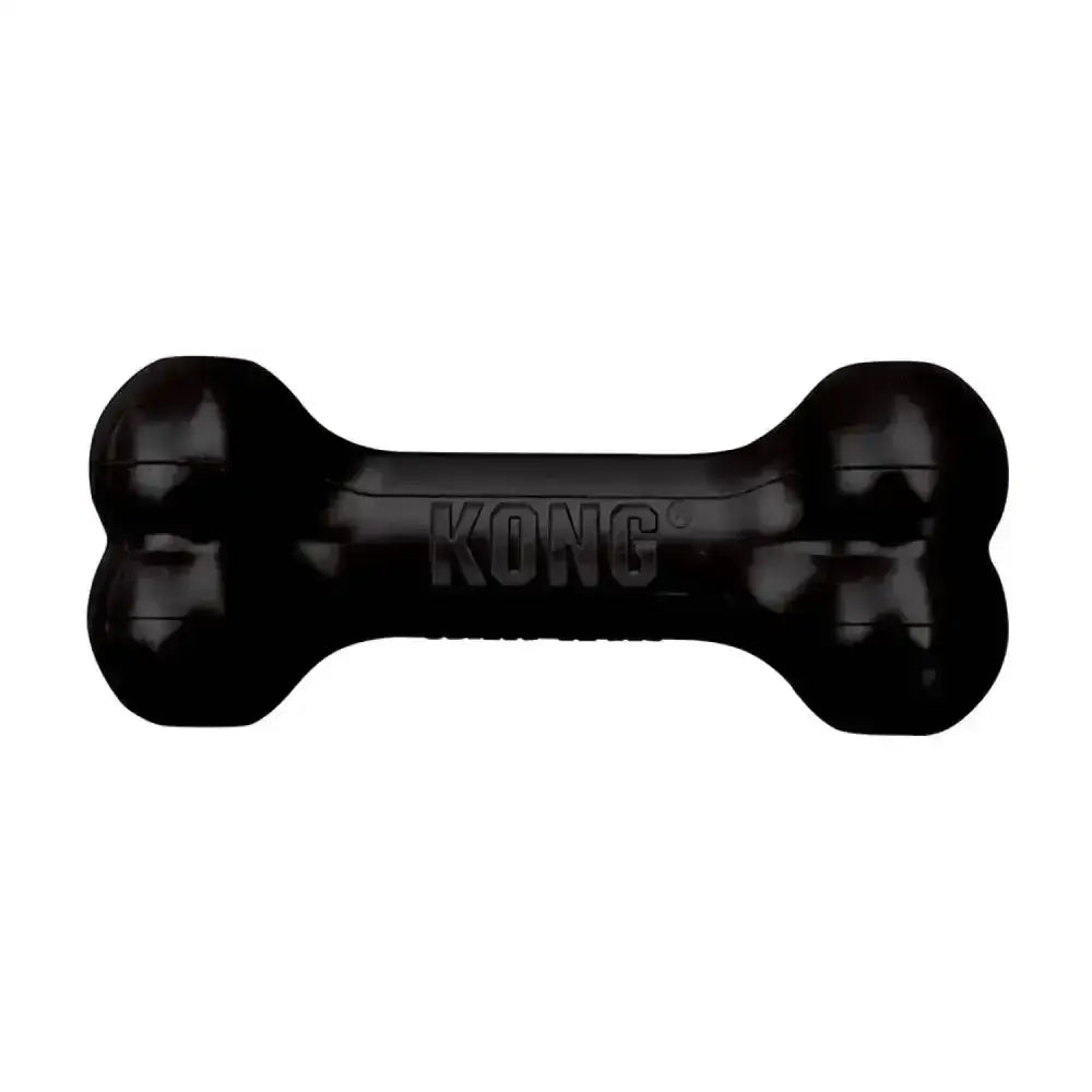 Black kong extreme goodie bone dog toy made of ultra-tough black rubber for heavy chewers