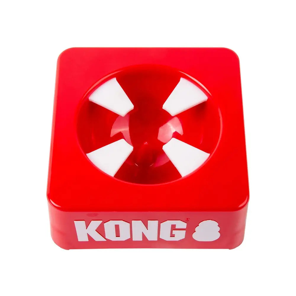 Red square kong fill or freeze tray with white triangular dividers designed for senior kong toys and freeze tray use