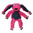 Kong floppy knots bunny dog toy in pink and black rope with plush face floppy ears and knotted limbs