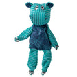 Teal corduroy kong floppy knots jumbo hippo dog toy with navy paisley belly and knotted rope details