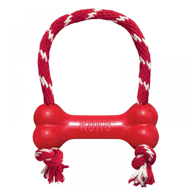 Kong Goodie Bone With Rope Medium Red Dog Toy Barnstaple Equestrian Supplies