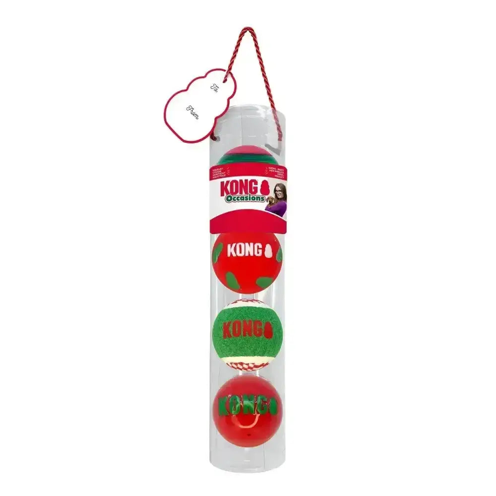 Kong Holiday Occasions Balls Medium X 4 White/Green Dog Toys