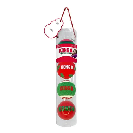 Kong Holiday Occasions Balls Medium X 4 White/Green Dog Toys
