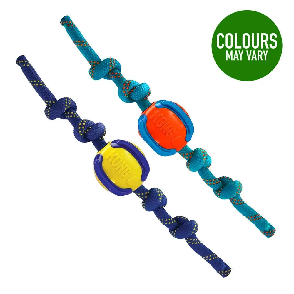 Kong Jaxx Brights Ball C/W Rope Medium Assorted Dog Toy Barnstaple Equestrian Supplies