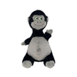 A plush kong knots belly gorilla toy in black and gray with green eyes made of durable rope and a rope ball inside