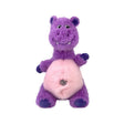 Purple kong knots belly hippo toy with pink belly, dark purple feet, embroidered eyes, teeth, and durable rope features