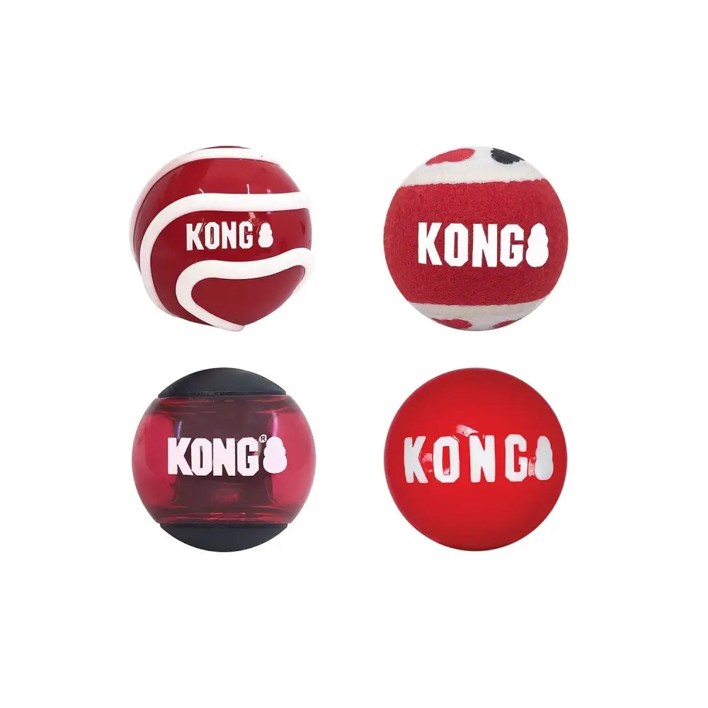 Kong Signature Balls Assorted Small X 4 Pack Assorted Dog Toy Barnstaple Equestrian Supplies