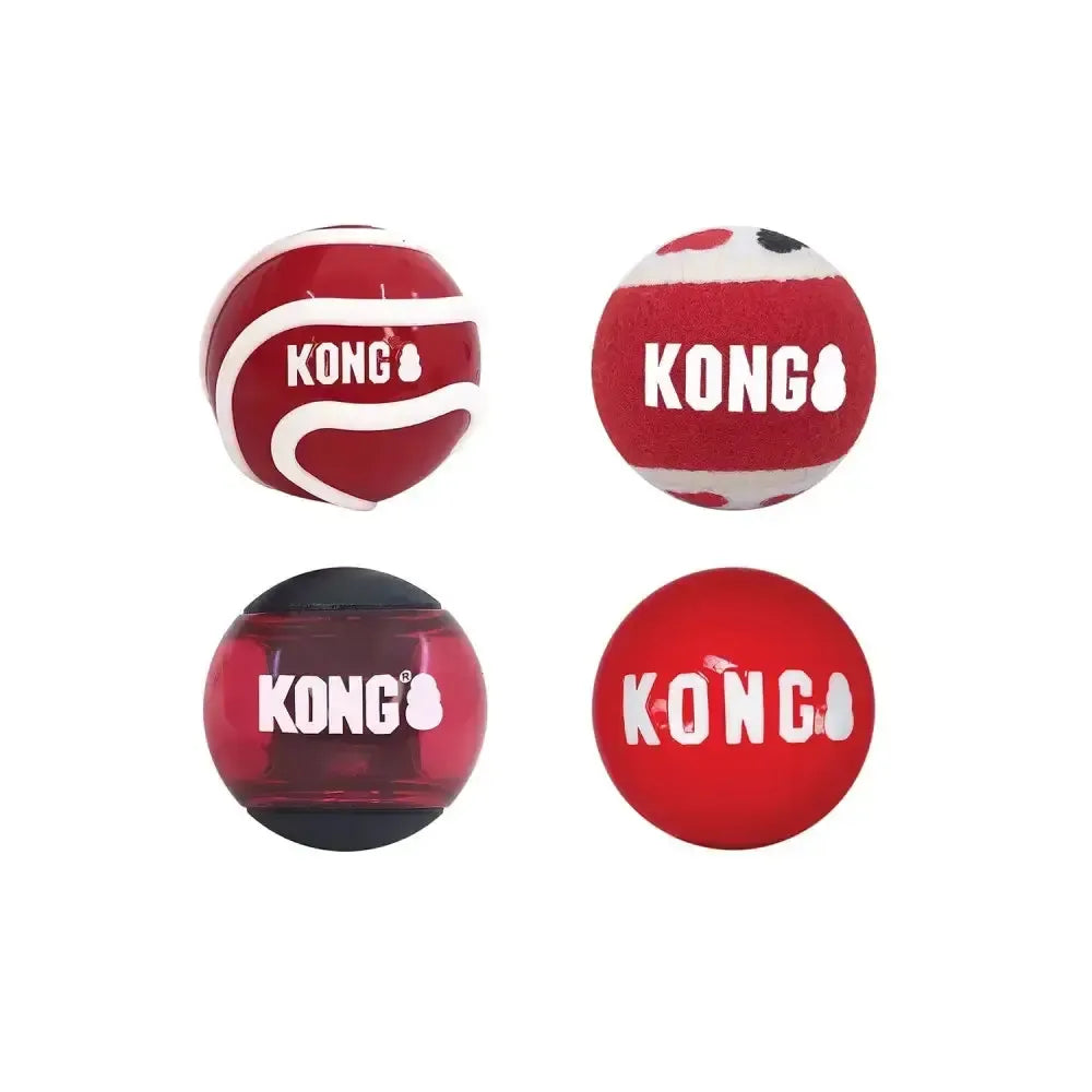 Kong Signature Balls Assorted Small X 4 Pack Assorted Dog Toy