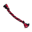 Red and black braided kong signature rope dog toy with white polka dots for uncompromised stretchy delight