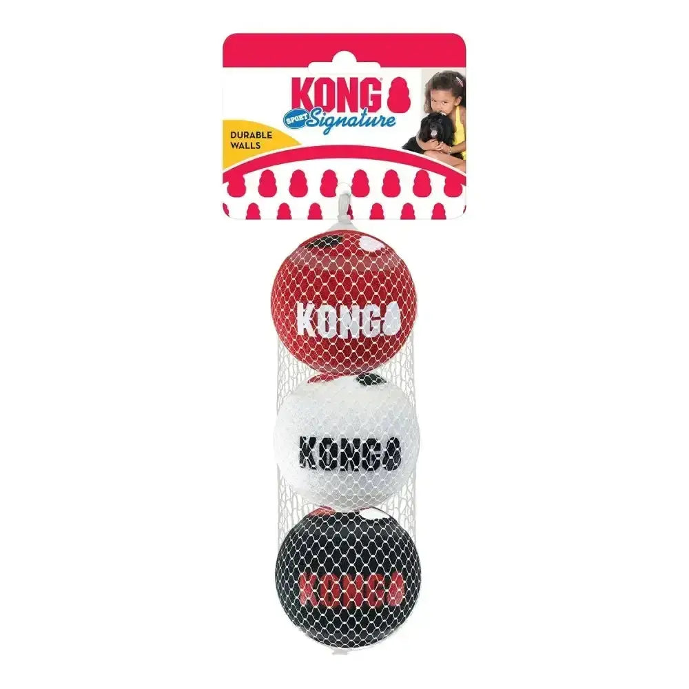 Kong signature sport balls in red white and black offer dynamic bounce deliver for long lasting fetching fun