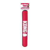 Red kong signature stick dog toy with white lettering designed for long lasting tugging to satisfy dogs instinctual play