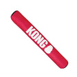 Red kong kong signature stick dog toy with white logo designed for long lasting tugging to satisfy dogs instinctual play