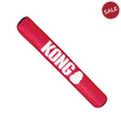 Red kong signature stick l dog toy with white lettering and paw print logo made of durable rubber