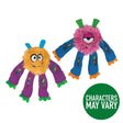 Two colorful plush kong sneakerz knots dog toys with fuzzy limbs and sturdy internal rope for tough chewers