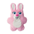 Pink plush kong snuzzles kiddos bunny dog toy with white inner ears blue eyes and embroidered facial features