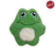 Green kong snuzzles mini plush frog toy with blue embroidered eyes and white belly patch perfect for kids