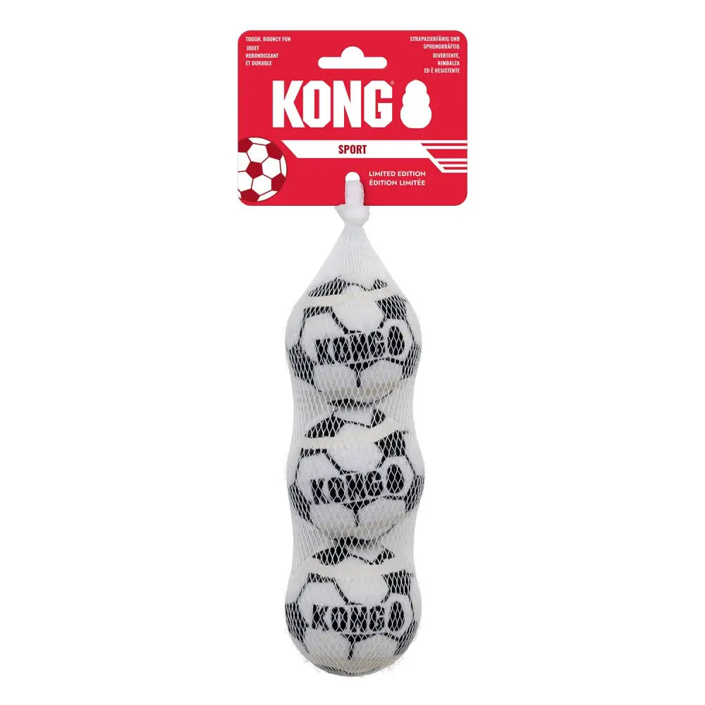 Black and white kong sport soccer balls with rubber walls in a mesh bag perfect for sport soccer play
