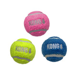 Three kong sport softies balls pack tennis balls in pink neon green and blue with gray reflective stripes