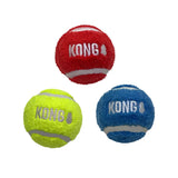 Three plush kong sport softies balls pack in red neon yellow and blue perfect for soft play fetch games