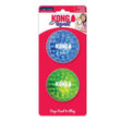 Blue and green kong squeezz geodz 2pk assorted dog toys with textured bumpy surfaces for chewing fun