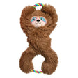 Brown plush kong tuggz sloth dog toy with rainbow rope handle perfect for extra long tugging and tossing play sessions