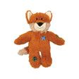 Orange plush kong wild knots fox dog toy with patchwork details satisfies dogs natural instincts with soft fabric